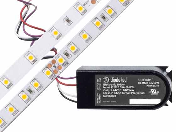 Diode LED BLAZE™ BASICS 16.4 ft. 100 LED Tape Light, 24V, 5000K, With  Dimmable Driver, DI-KIT-24V-BC1MD60-5000
