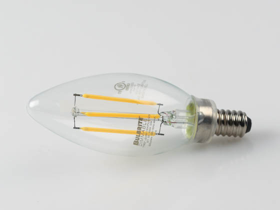 Bulbrite 776627 LED5B11/30K/FIL/E12/3 Dimmable 5W 3000K Decorative Filament B-11 LED Bulb, Enclosed Fixture Rated