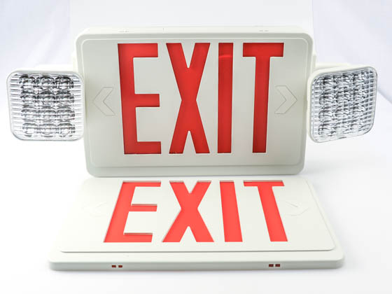 Exitronix VLED-U-WH-EL90-R LED Dual Head Exit/Emergency Sign, Battery Backup, Remote Head Capability