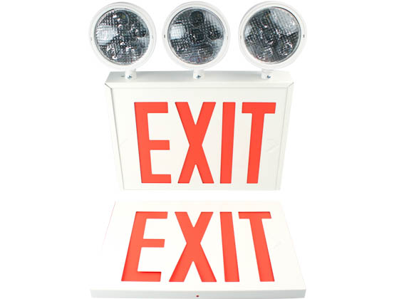 Exitronix VEXCL-8-S-WH-3 New York City Approved Steel Combination LED Exit, Triple Head Lights