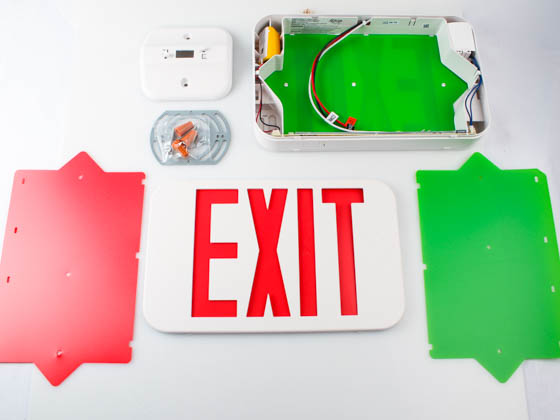 Exitronix QXS-U-WB-WH Equity Line Red or Green LED Exit Sign with Battery Backup