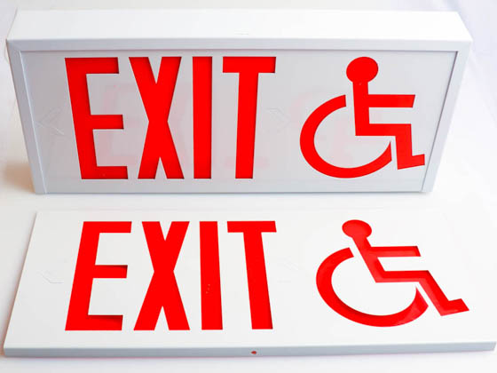 Exitronix MA700E-WB-WH Steel Exit Sign With Wheelchair Accessibility Symbol