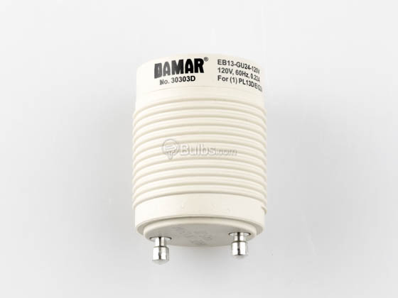 Damar Worldwide 30303D GU24 Adapter Self Ballasted 120 Volt GU24 Adapter for 13 Watt Plug In CFL
