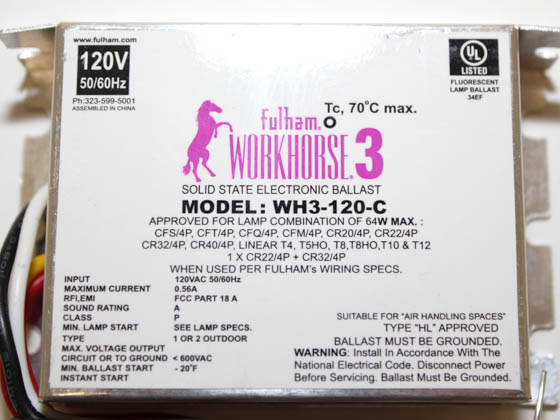 Fulham WH3-120-C WorkHorse 3 Electronic Instant Start Ballast 120V, Compact Case
