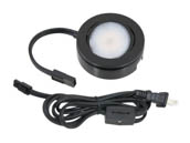 American Lighting MVP-1-BK 4.3 Watt Single LED Puck Light Kit With Roll Switch and 6 ft. Power Cord, 120V