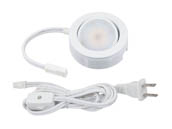 American Lighting MVP-1-WH 4.3 Watt Single LED Puck Light Kit With Roll Switch and 6 ft. Power Cord, 120V