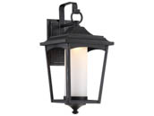 Satco Products, Inc. 62-822 Essex 14W DIM Outdoor Wall Lantern Satco Essex 14 Watt Dimmable Outdoor LED Wall Lantern with Etched Glass, Sterling Black
