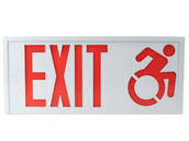 Exitronix CT700E-WB-WH Steel Exit Sign, Modified Racer-Style Wheelchair Accessibility Symbol, White