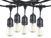 Bulbrite 812313 STRING12L/30FT/30IN/E26/BLACK/LED/S14 12 Socket, 30 ft. String Light with Clear 2700K S14 LED Filament Bulbs