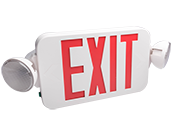 Fulham Firehorse LED Dual Head Exit/Emergency Sign With LED Lamp Heads, Red Letters