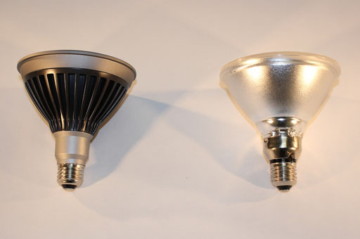 LED and Halogen bulbs side by side